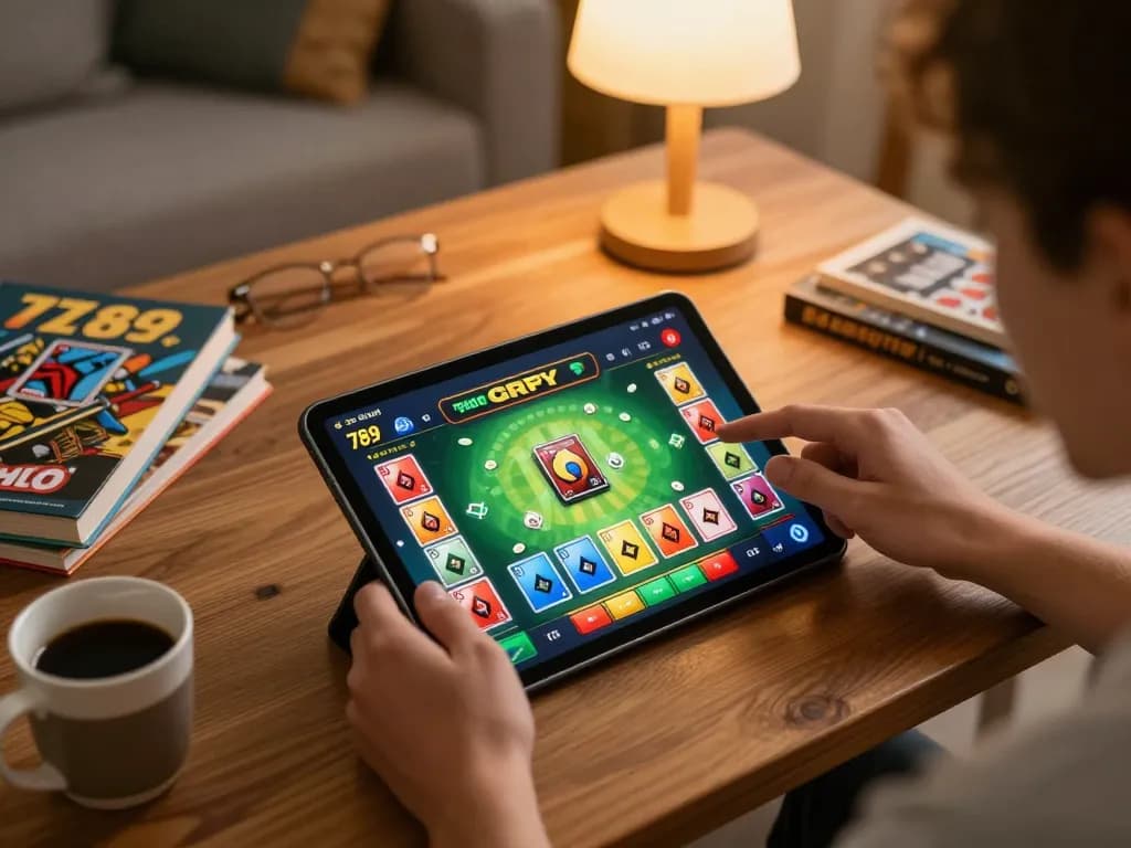 Engaging gameplay on the 789 club app displayed on tablet with lively card games.