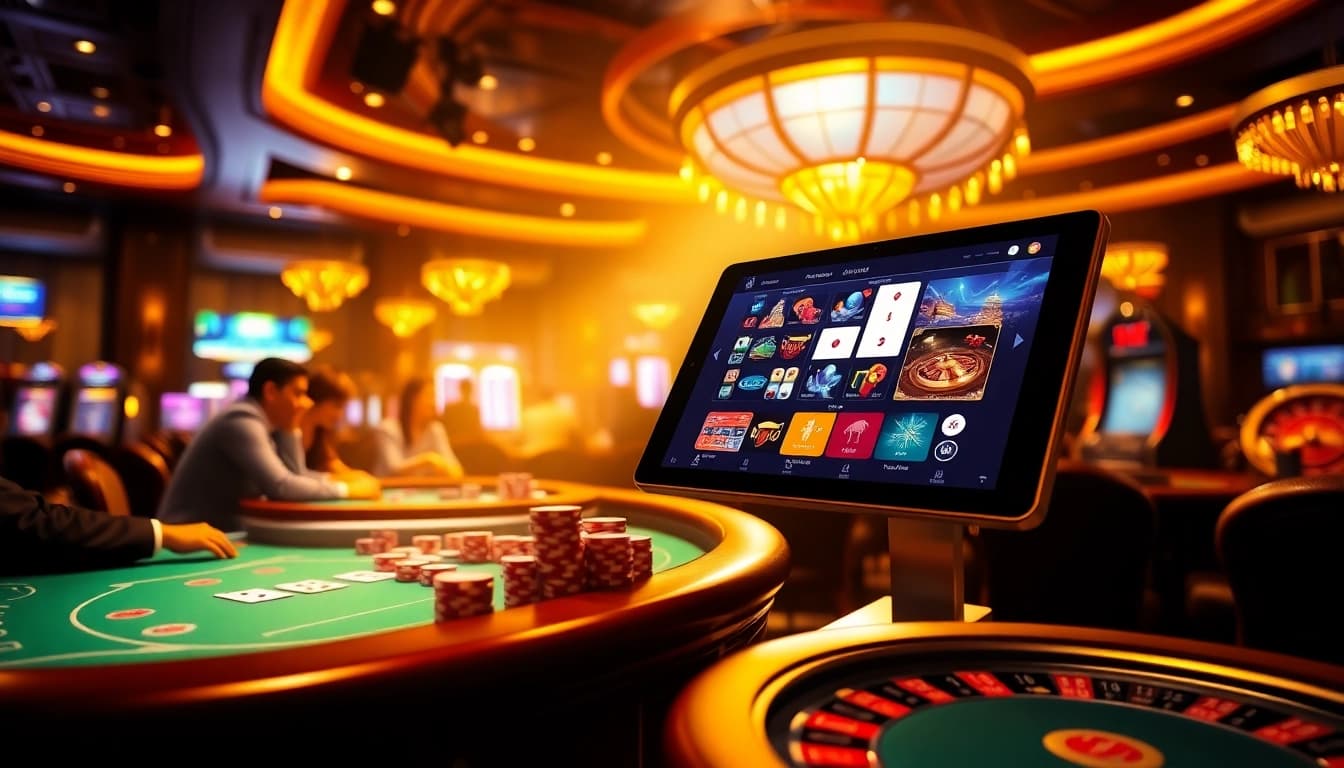 Engaged players enjoying Dominoqiu poker games at a vibrant online casino.