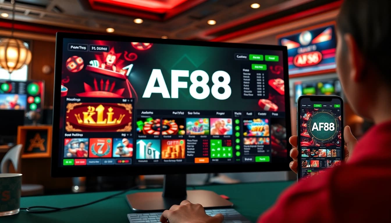 AF88 online gambling platform interface showcasing games and user engagement.