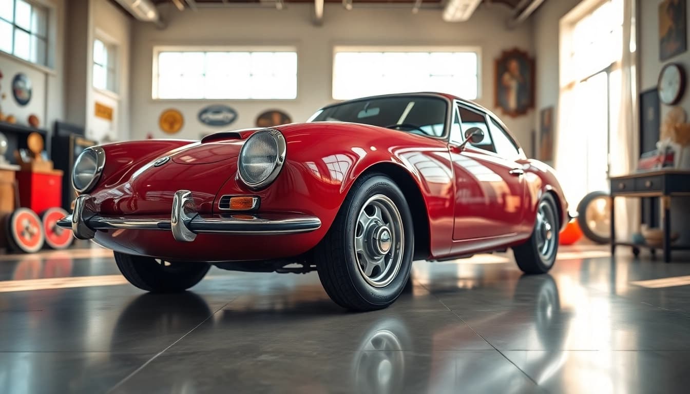 Showcasing classic car Transport with luxurious details and glossy finish in a sophisticated setting