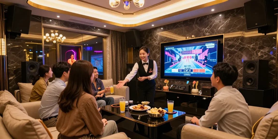 강남쩜오의 프리미엄 가라오케 서비스 환경, 세련된 프라이빗 룸과 전문 직원의 환영