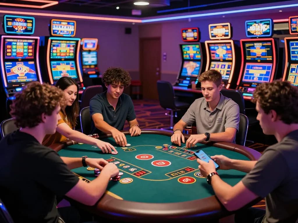 Players enjoying a baccarat game at a vibrant 바카라사이트, showcasing exciting gaming atmosphere with modern technology.