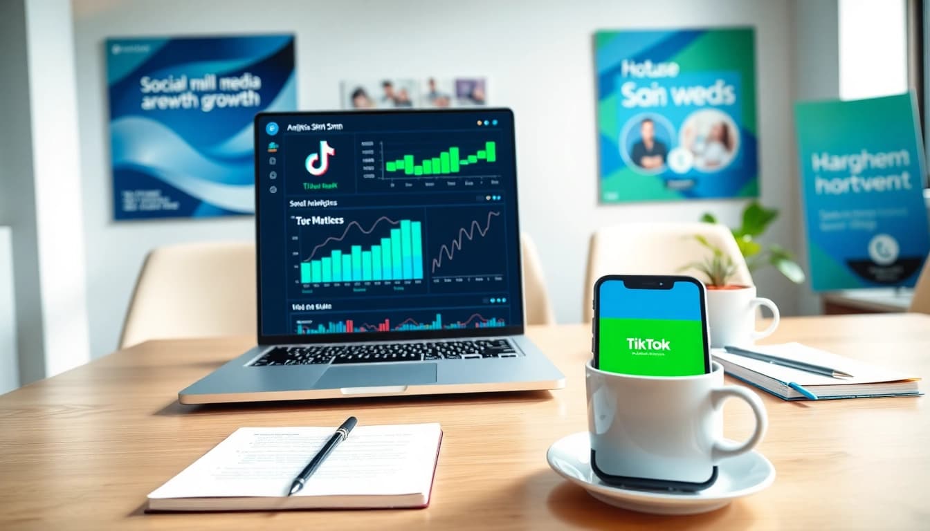 Boost engagement with a TikTok SMM panel on a digital marketing workspace.