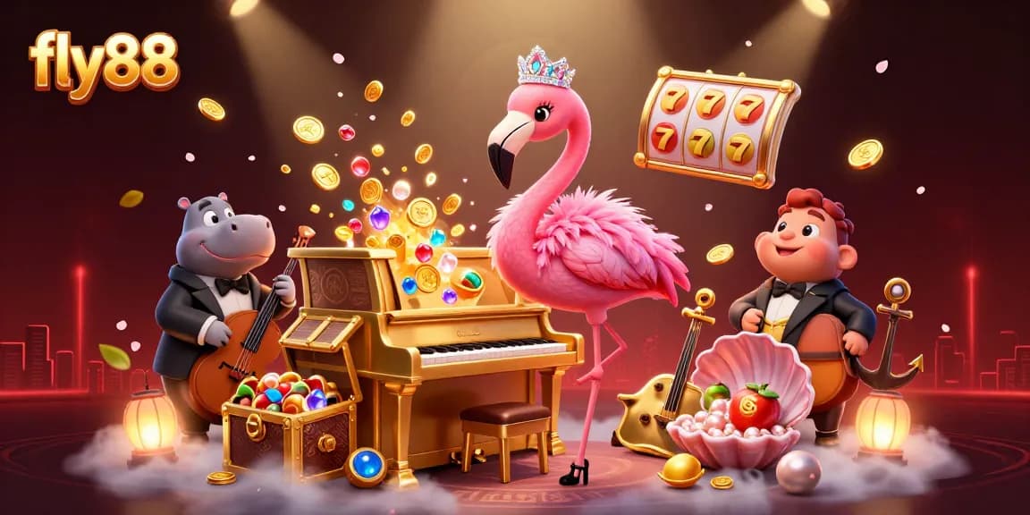 Experience thrilling gameplay with fly88's vibrant casino scene featuring lively characters and dynamic gaming elements.