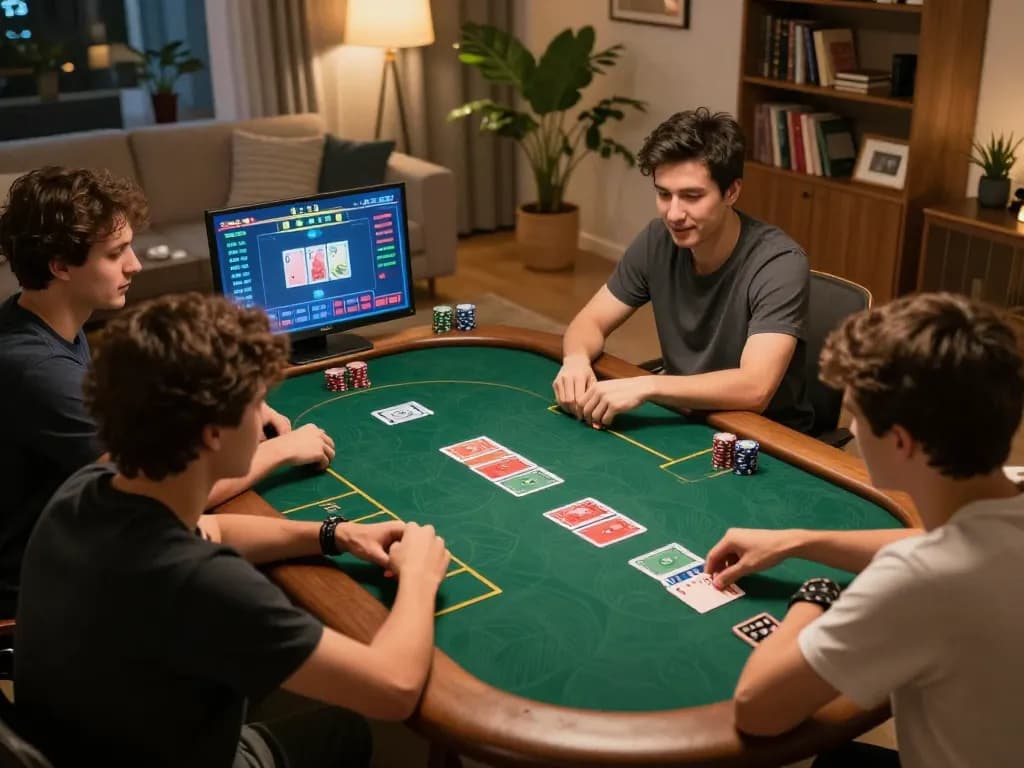 Players engaged in the TR88 online poker game at home, showcasing strategic gameplay.