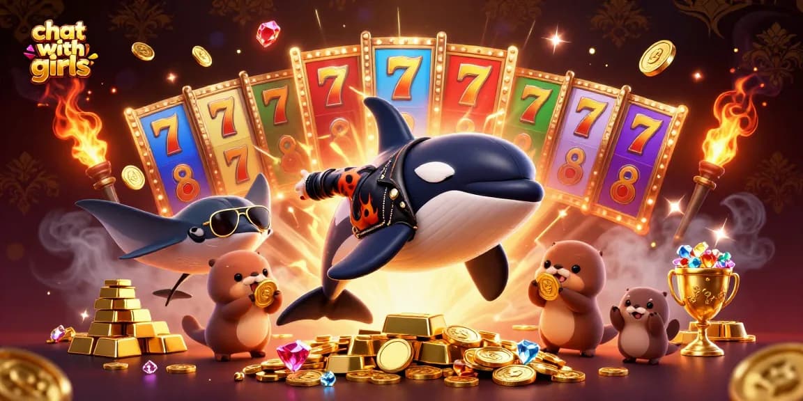 Engage in exciting live gaming while you chat with girls in a vibrant casino-themed illustration.