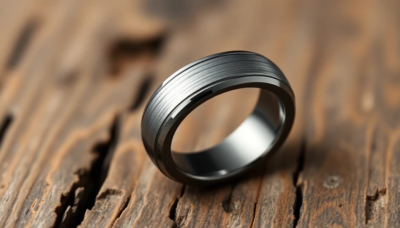 Showcase stunning Gunmetal Wedding Bands for Men with intricate designs and polished finishes.
