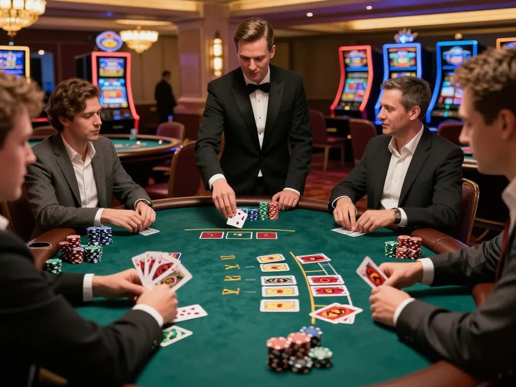 Exciting blackjack action at a tg 88 casino table with players strategizing their bets