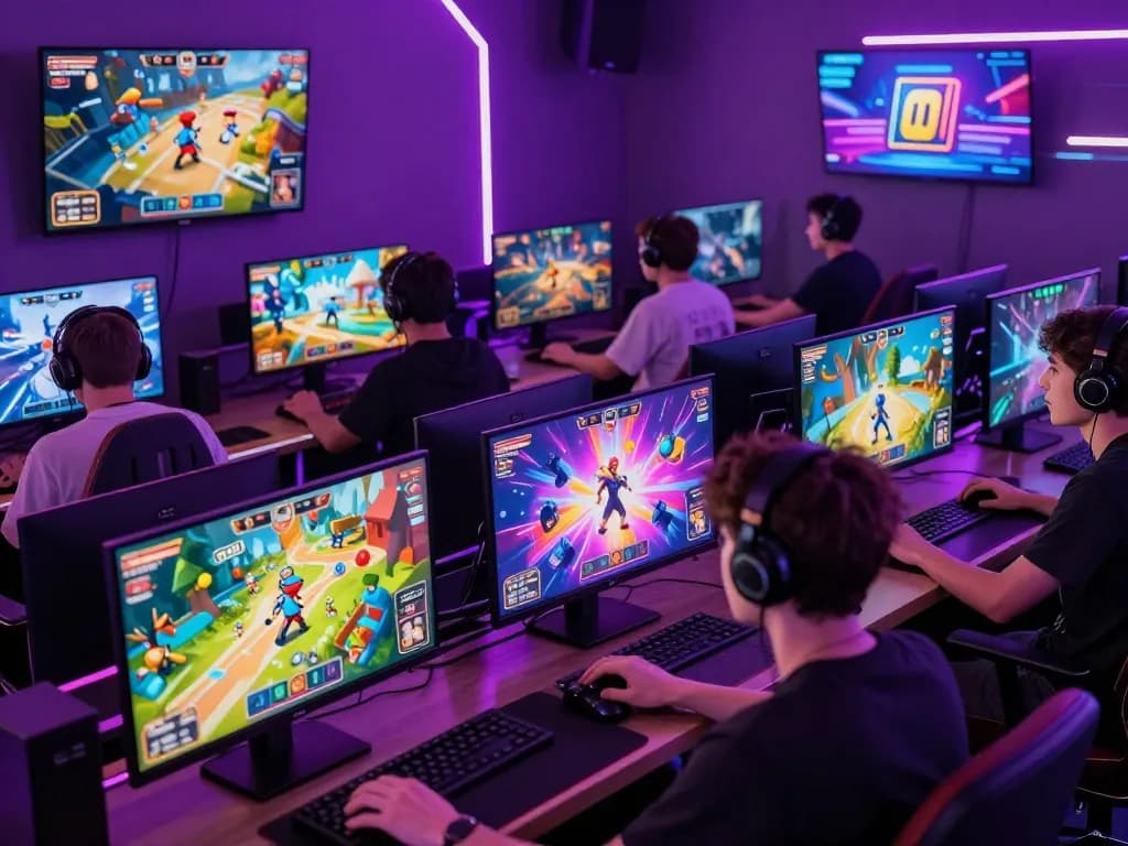 Players enjoying vibrant game options on mantra88 online gaming platform with engaging neon graphics and dynamic interface.