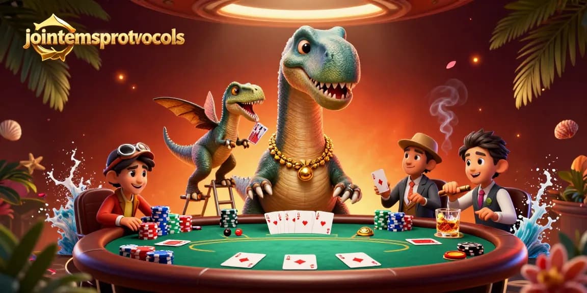 Menggandakan peluang menang di jointemsprotocols dengan bermain di meja poker yang dipenuhi chip dan kartu menarik.