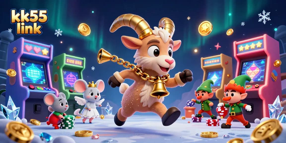 Play exciting games with the kk55 link in a captivating holiday-horror casino scene.