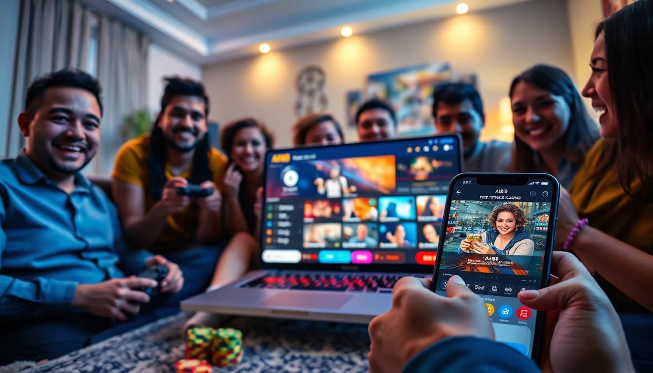A188 online gaming experience with players enjoying a modern casino atmosphere.