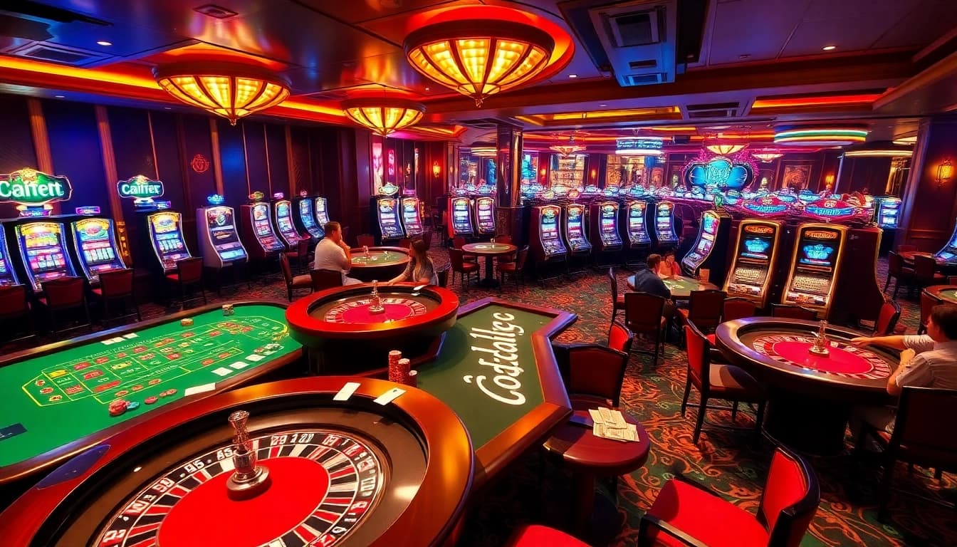 Gamblers enjoying an exciting game at a 123b casino table, with vibrant chips and cards.