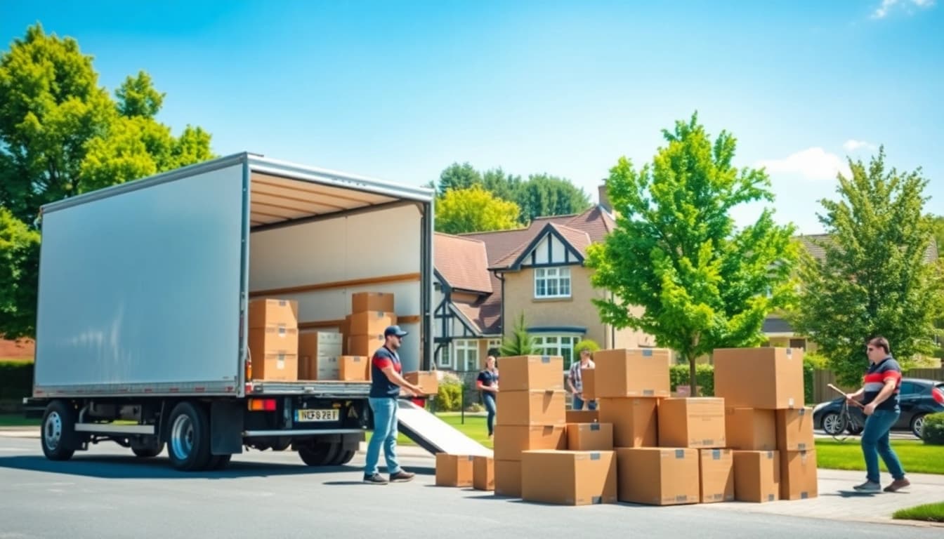 Efficient removals in cheltenham showcasing professional movers preparing for a household move.