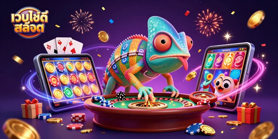 Engage with exciting game action at เว็บไซต์สล็อต featuring a vibrant 3D casino scene.