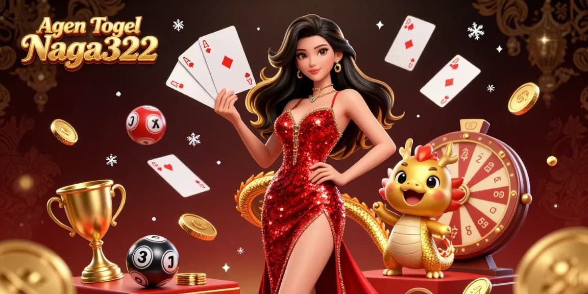 Agen Togel Naga322 enhances your gameplay with a stunning 3D casino illustration, showcasing vibrant elements of lottery gaming.