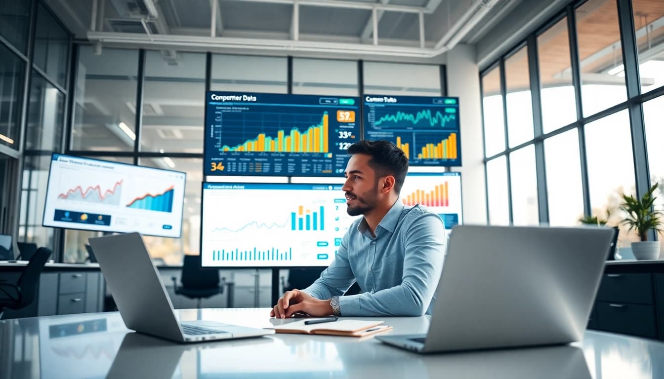 Find competitor customer list through dedicated analysis in a modern office.