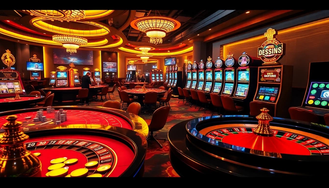 Experience casino excitement at https://23win.hiphop/, highlighting engaging gameplay with roulette and vibrant slot machines.