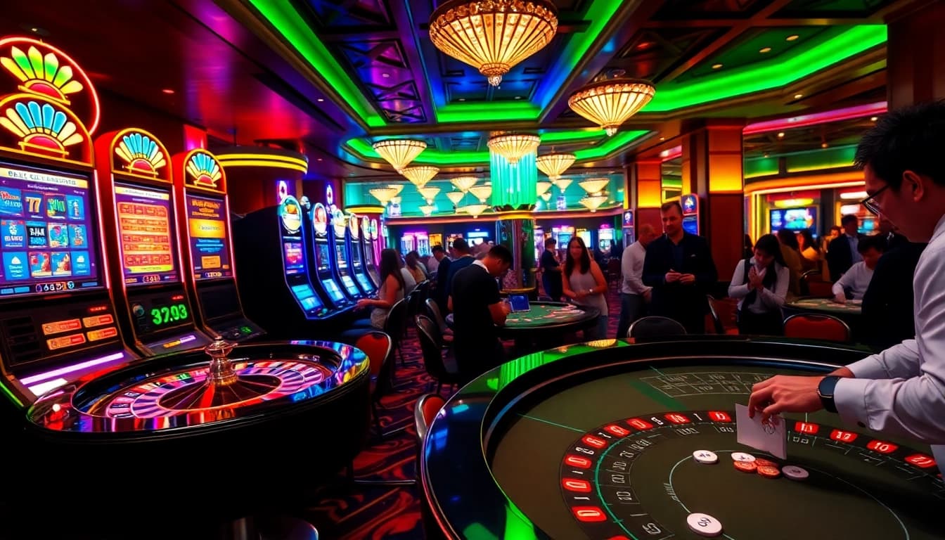 Experience high-stakes gaming at WE88 with vibrant slots, roulette, and poker tables.