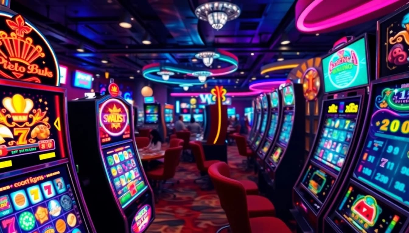 Menangkan jackpot slot online dengan mesin slot yang berwarna-warni dan ceria di kasino.