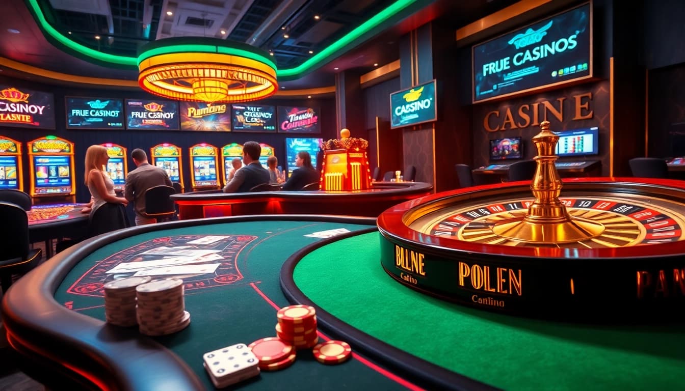 Vivez une expérience de jeu palpitante dans un casino en ligne avec des tables éblouissantes et des machines à sous vibrantes.
