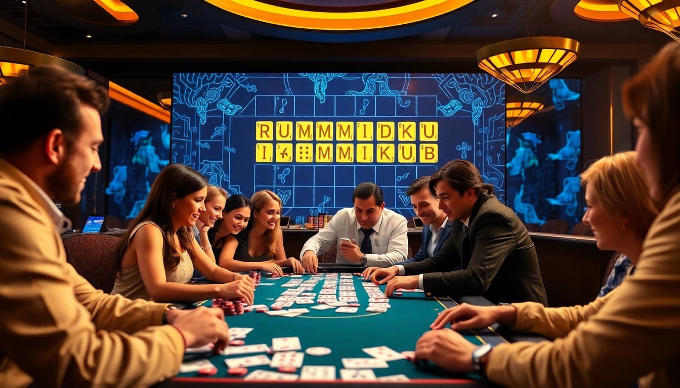 Engaging online Rummikub game at a luxurious casino atmosphere with vibrant gameplay.