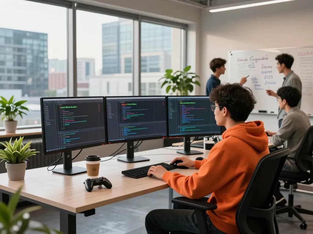 Developer workspace showcasing Android 17 Beta code and collaboration.
