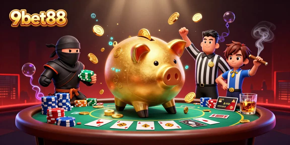 Experience high-stakes action at 9bet88 casino with exciting card games and vibrant characters!