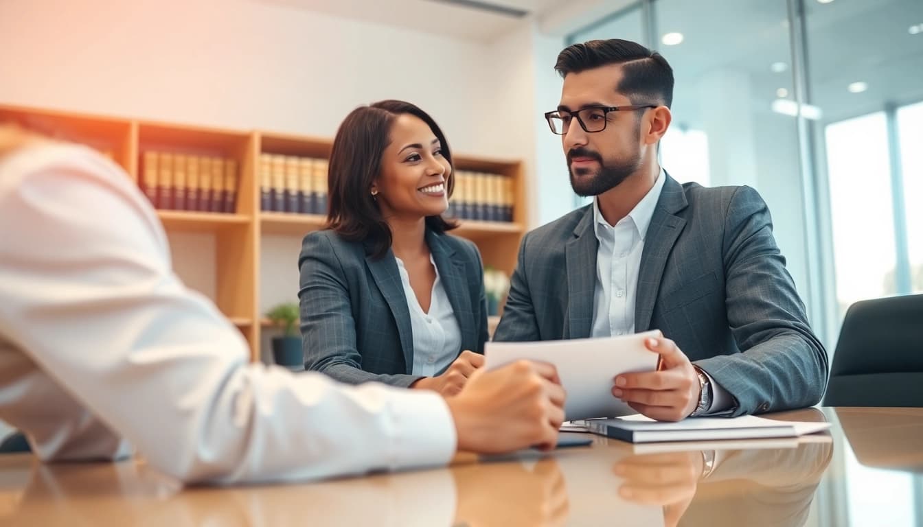 Consulting a client about their case with South Dakota car accident lawyer in a professional office.