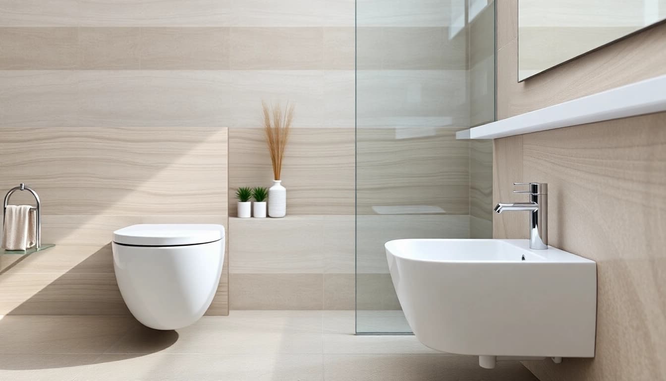 Installare sanitari moderni e eleganti per un bagno elegante e funzionale.