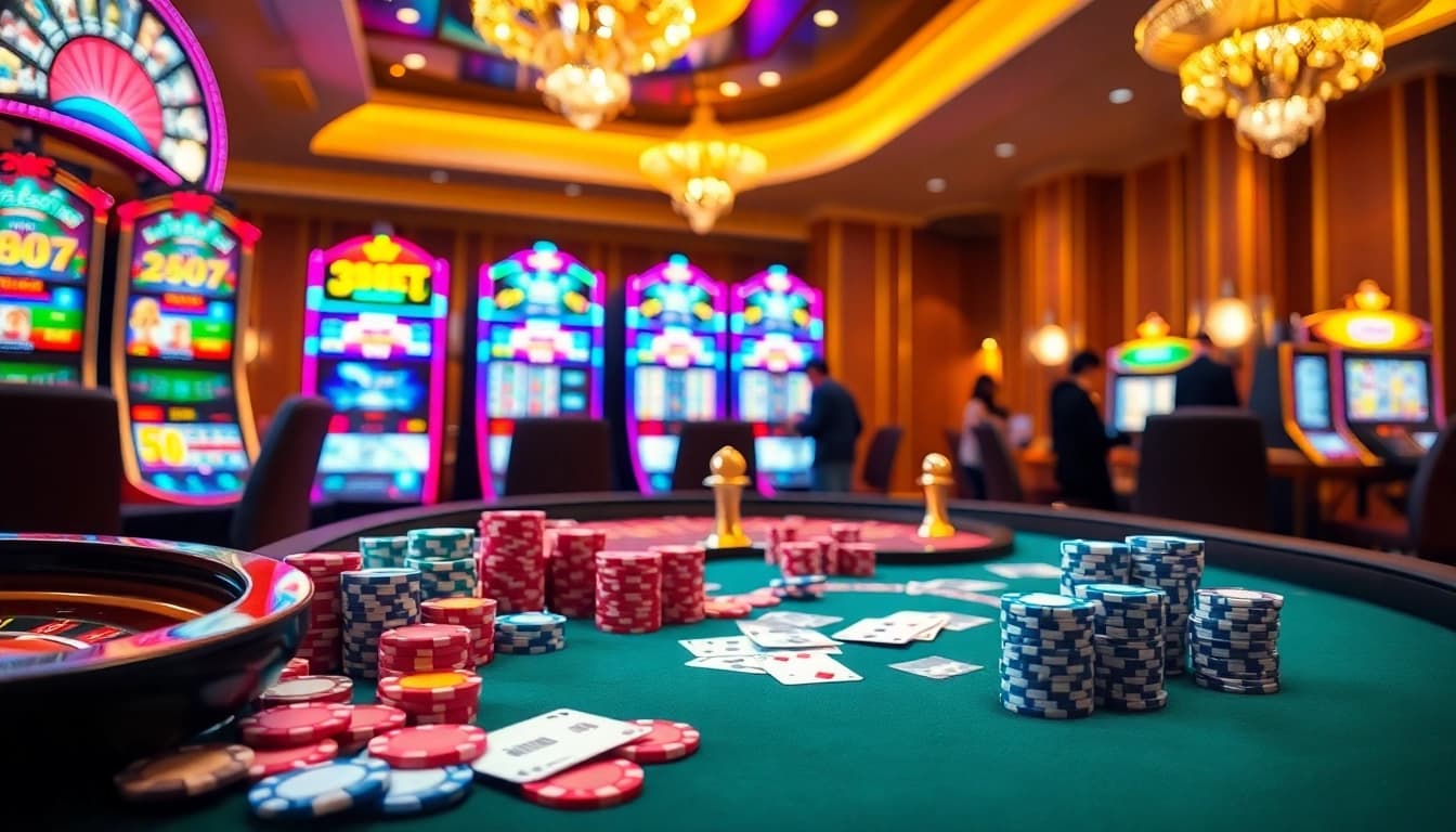 Experience the thrill of victory at 388bet with vibrant poker chips and casino excitement.