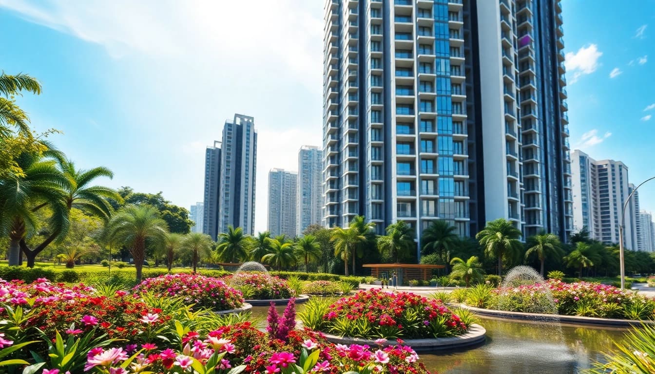 View of the luxurious Tampines St 95 EC showcasing its modern architecture and landscaped gardens.