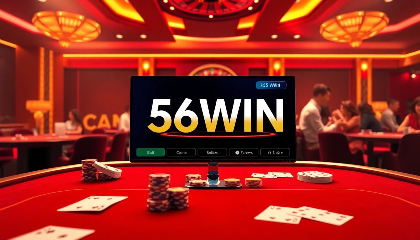 Experience thrilling online gambling at 56WIN with vibrant casino tables and digital betting.