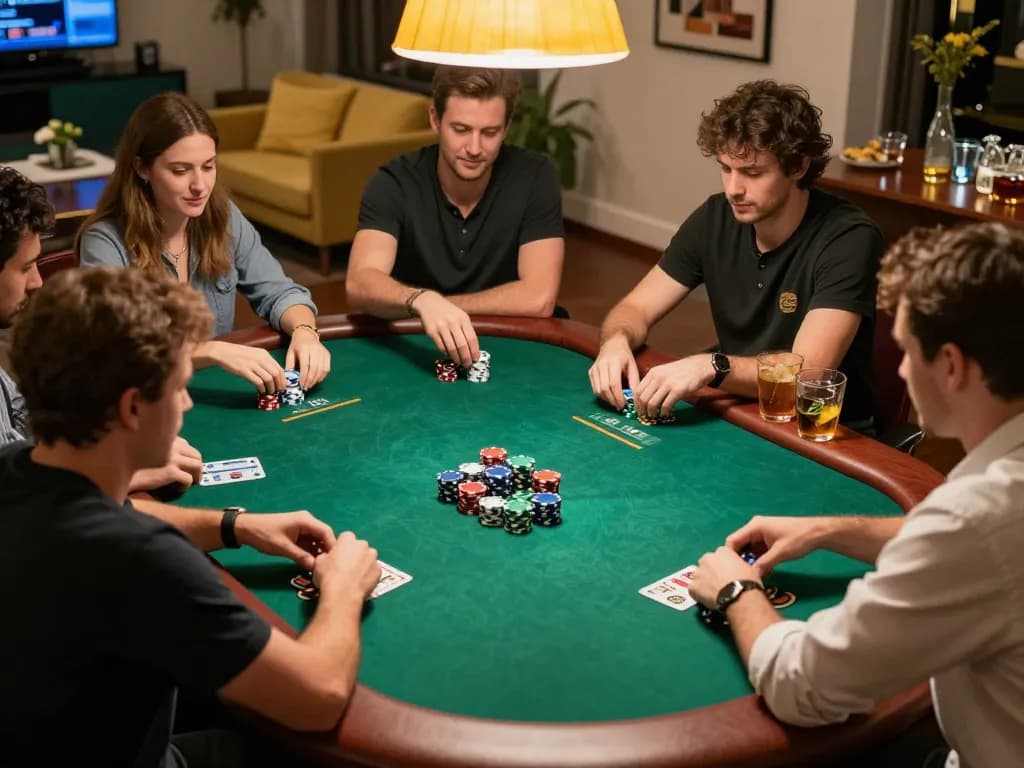 Players enjoy a friendly poker game with Nhà cái 79king, showcasing strategy and excitement
