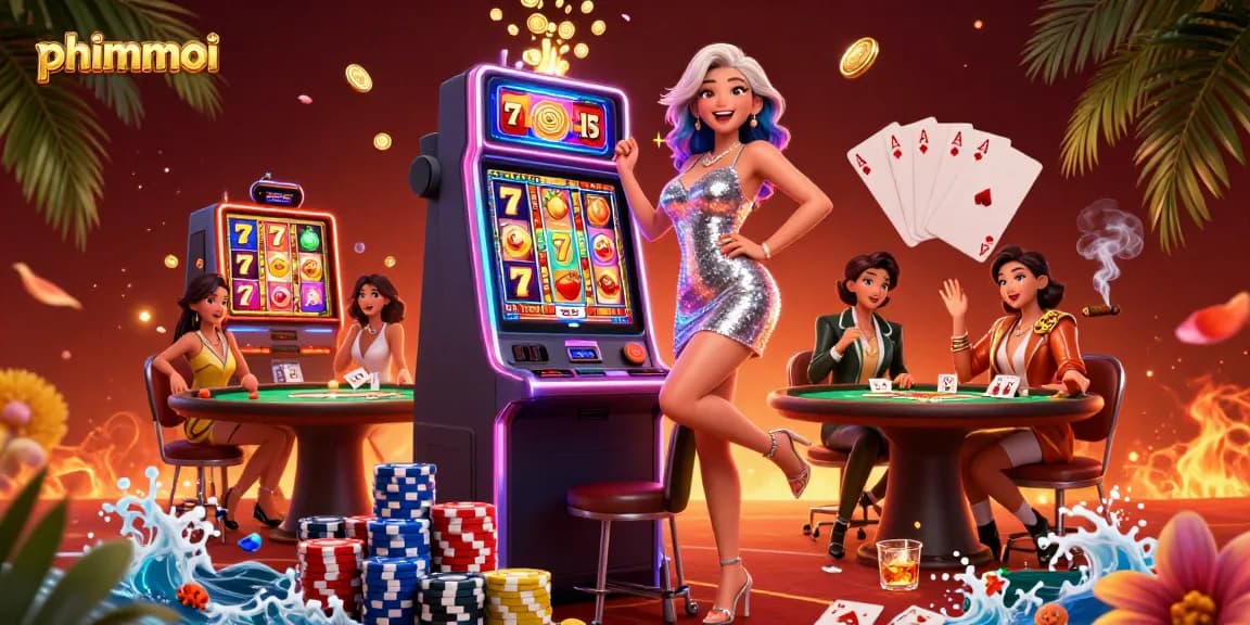 Experience thrilling wins at phimmoi's vibrant casino scene with a celebratory slot jackpot.