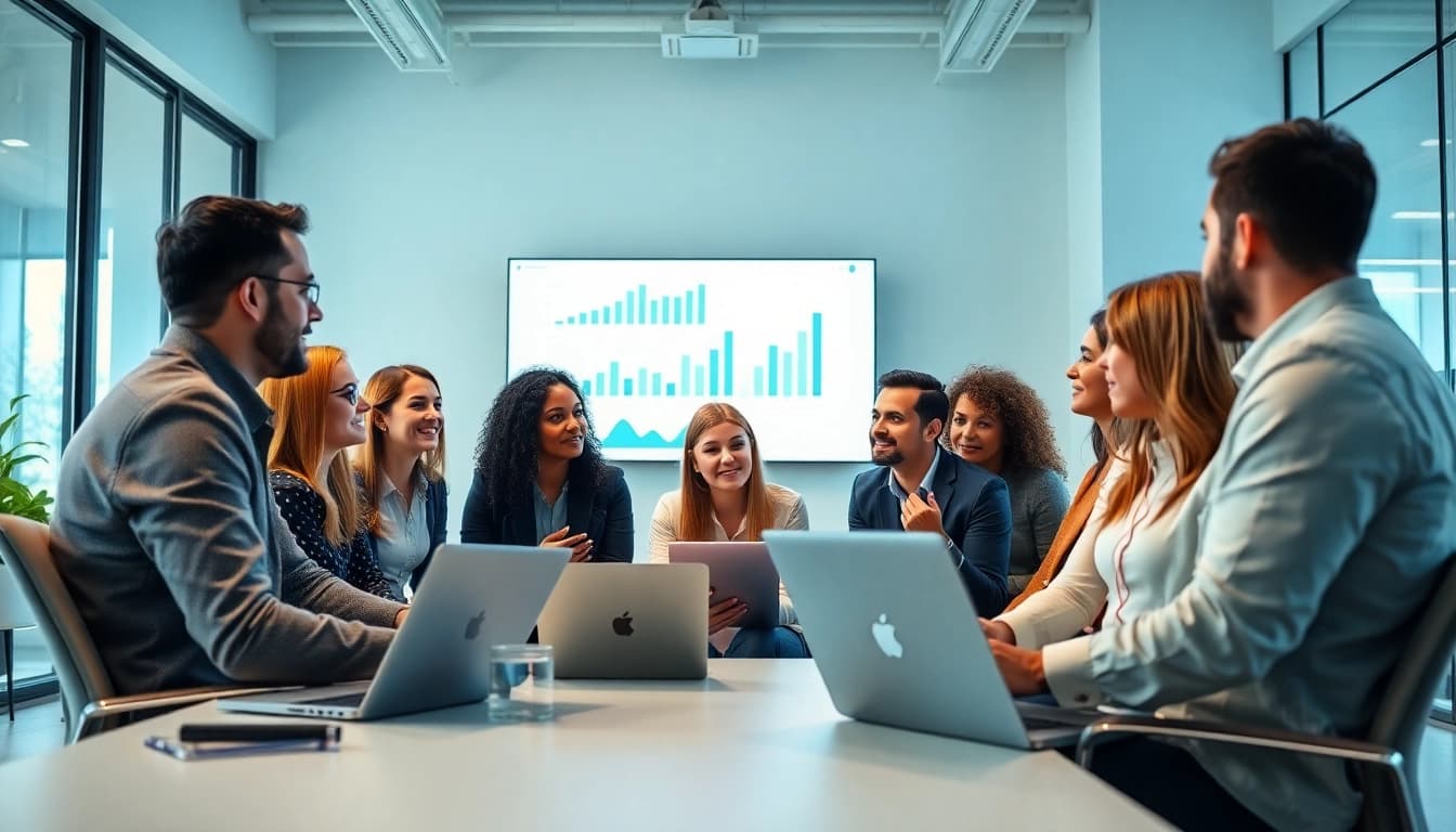 Engage with fractional CMO services team strategizing effectively in a modern office.