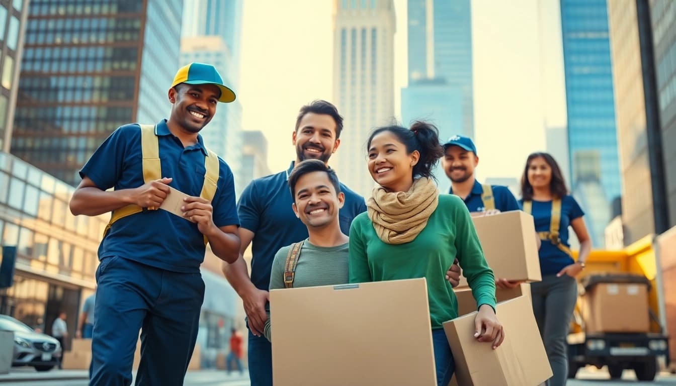 Efficient Toronto moving services in action as professionals assist a family with their move.
