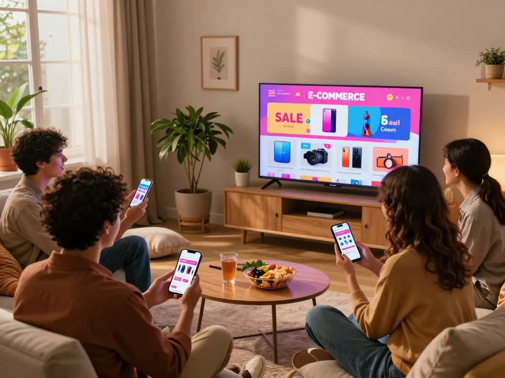 Experience the excitement of online shopping on https://hubet88.icu/ with friends in a cozy living room.