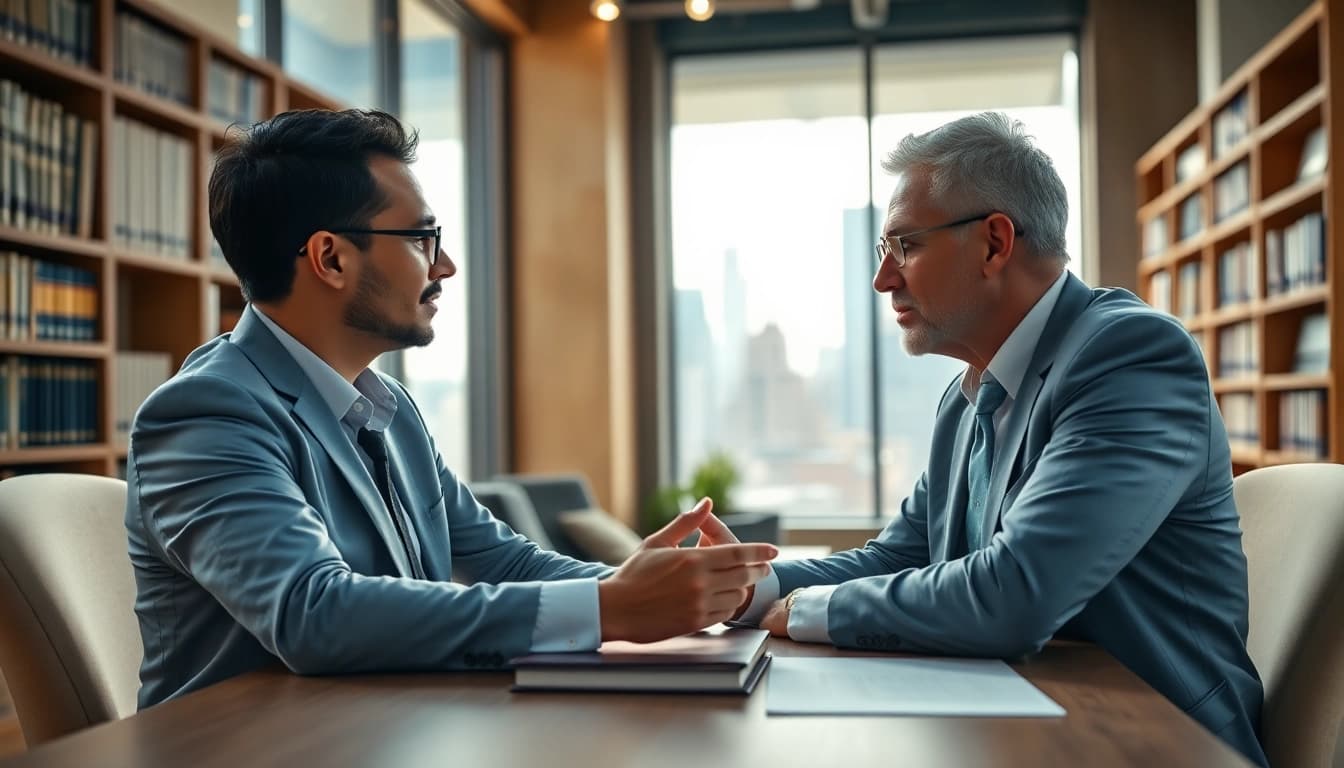 Consulting clients at https://www.inmotionlaw.com in a professional setting with legal resources.