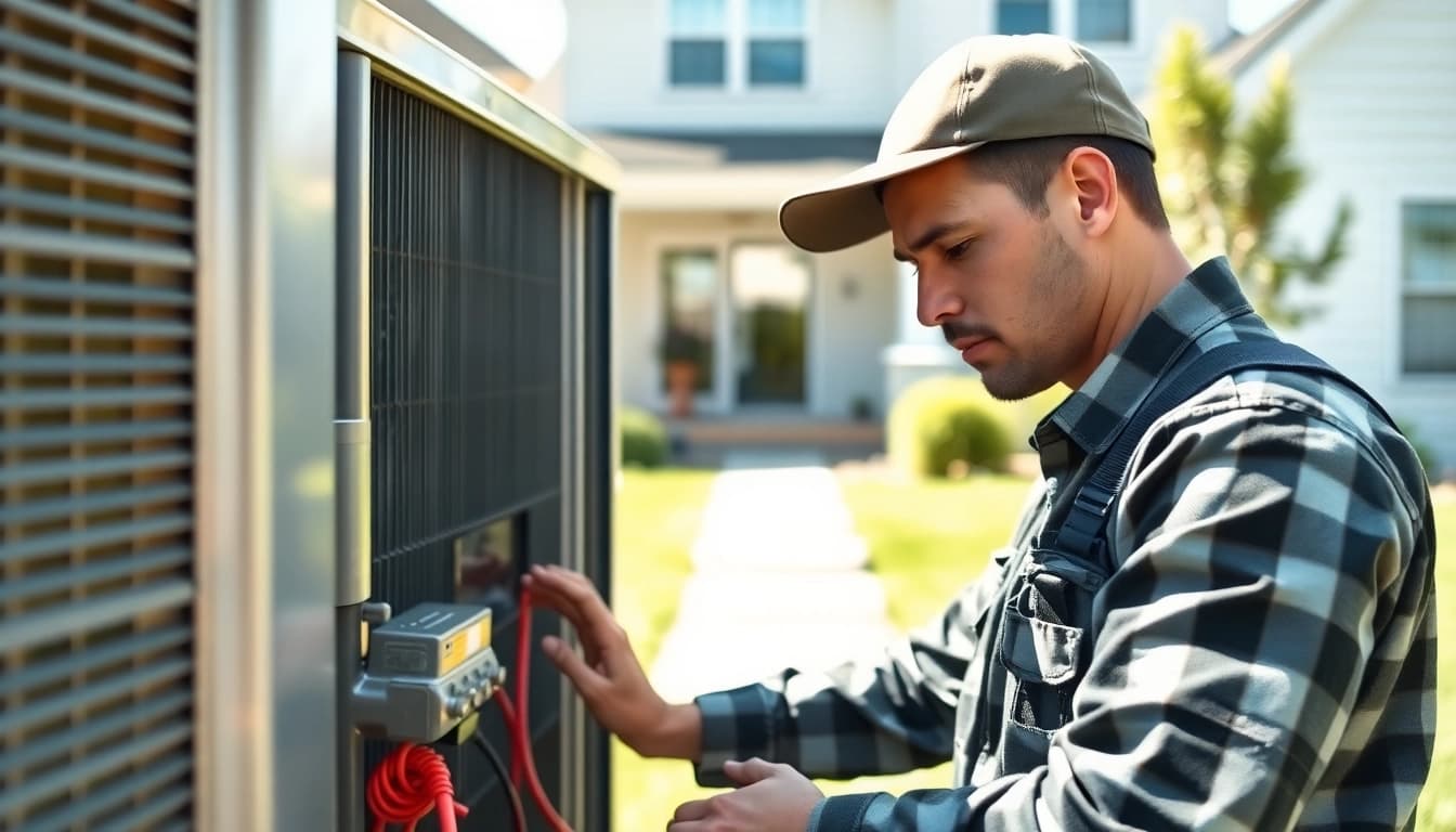 HVAC repair waccabuc enhanced by a technician servicing a central air conditioning unit.