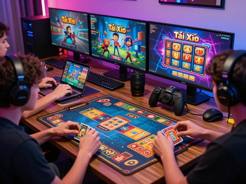 Engaging gamers experiencing b52club trực tuyến with vibrant graphics and interactive elements in a modern setup.