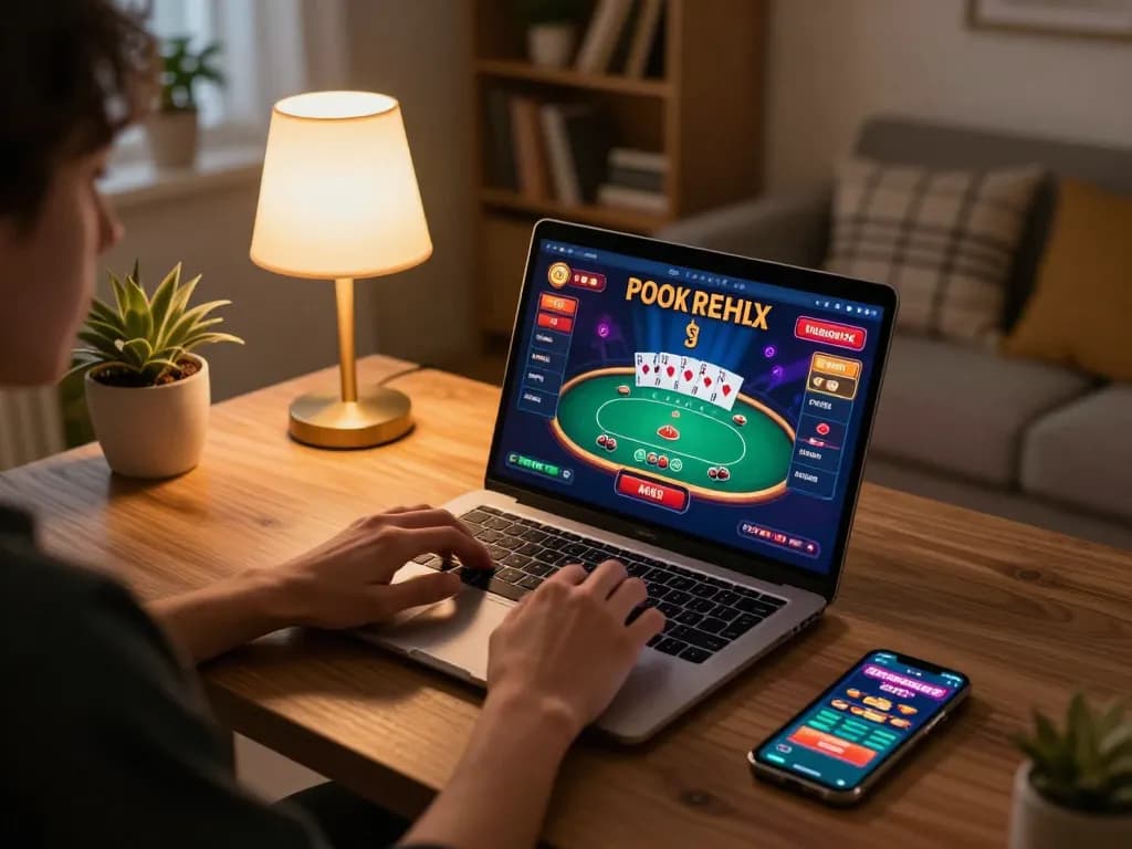 Engaging with Go8 online casino gaming setup showing poker highlights and betting app interface.