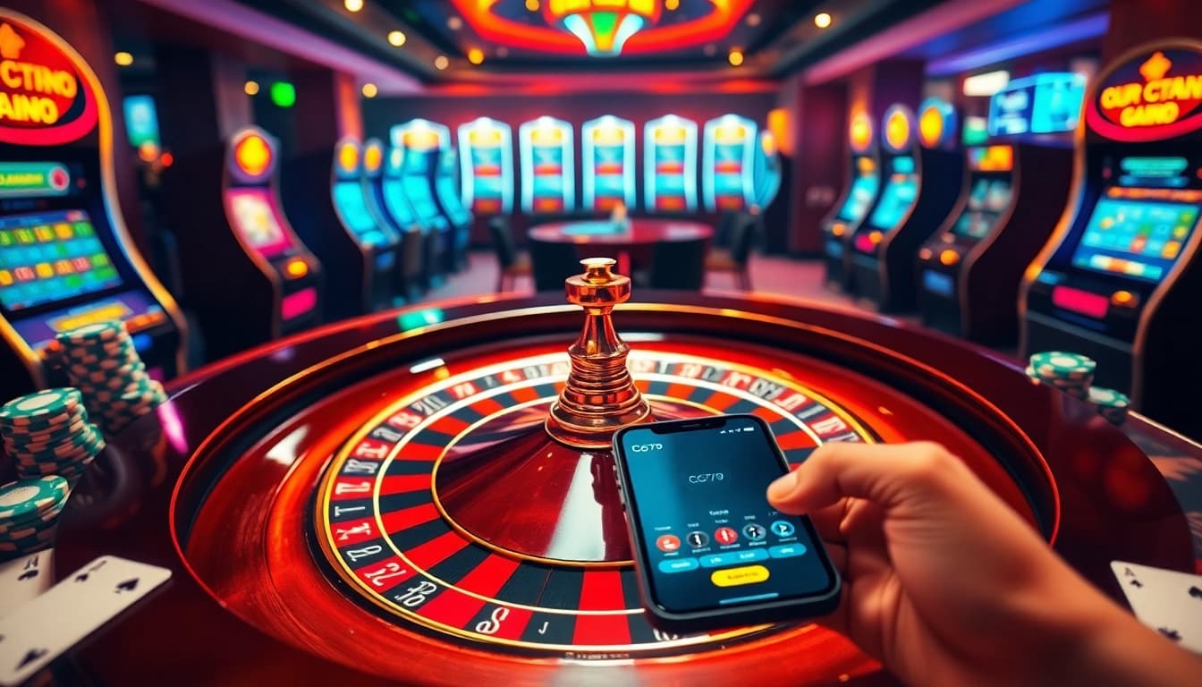 Người chơi tham gia các trò chơi thú vị tại cg79 casino, gồm roulette và những đồng chip rực rỡ.