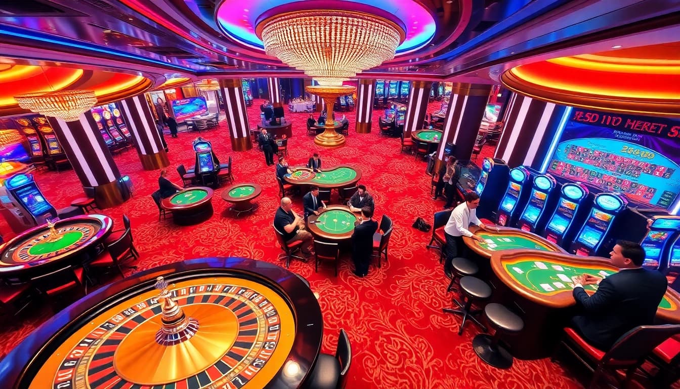 Players enjoying thrilling games at Thabet casino, featuring vibrant tables and exciting atmosphere.