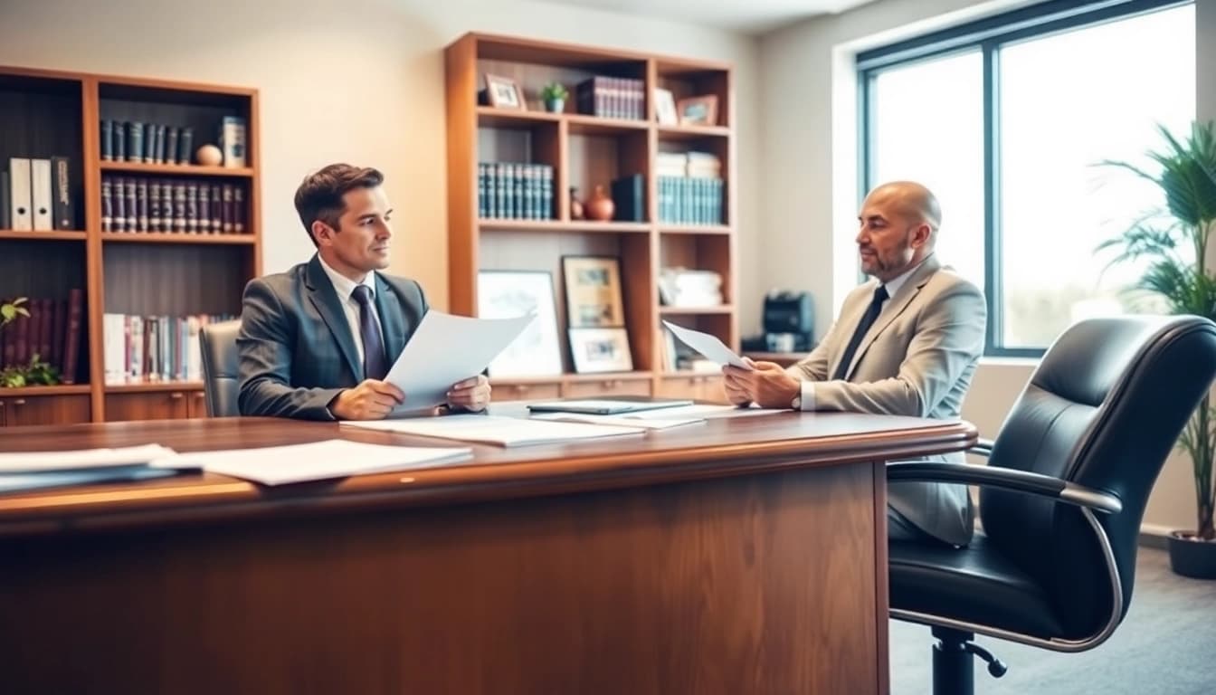 Grand Junction Personal Injury Lawyer consulting a client in a professional law office.