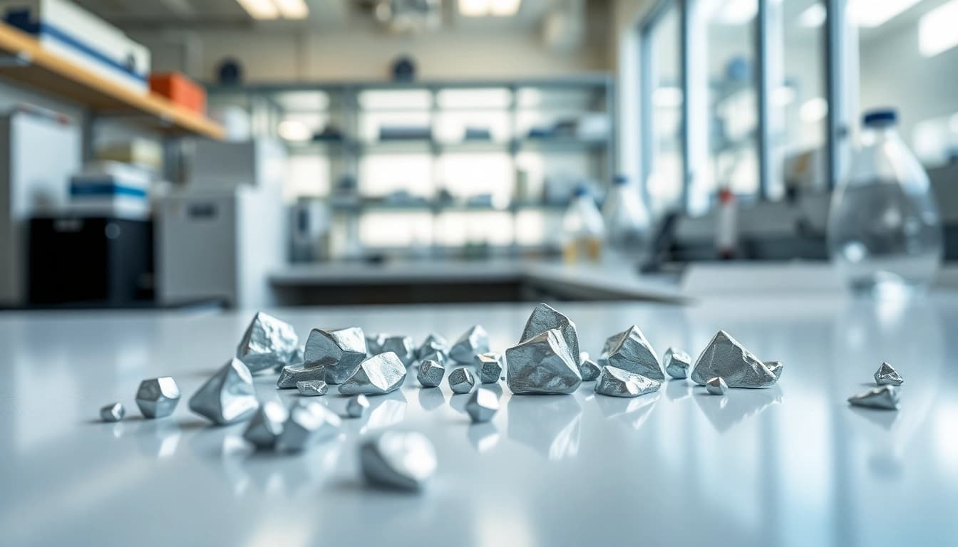 Beryllium samples showcased in a laboratory setting highlighting their metallic characteristics.