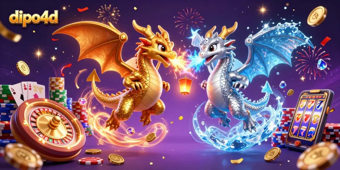 Engage with thrilling dipo4d lottery gameplay featuring vibrant energy, golden coins, and dynamic dragons.