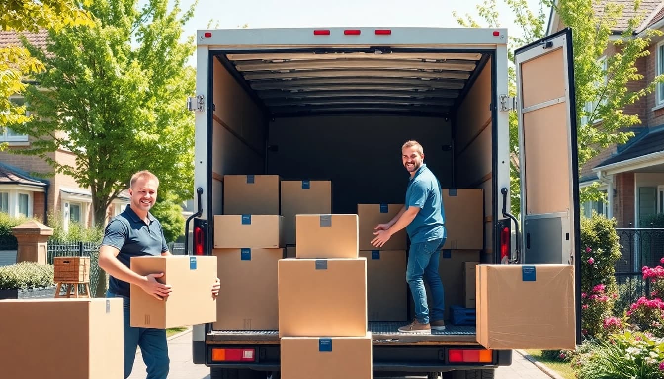Efficient removals in cheltenham with professional movers loading boxes into a truck.