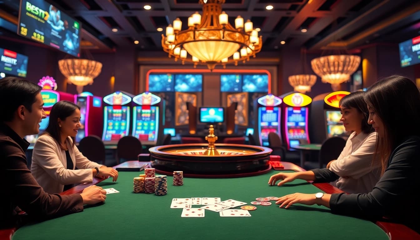 Engaged players at nhà cái vmax poker table, enjoying a thrilling gaming experience.