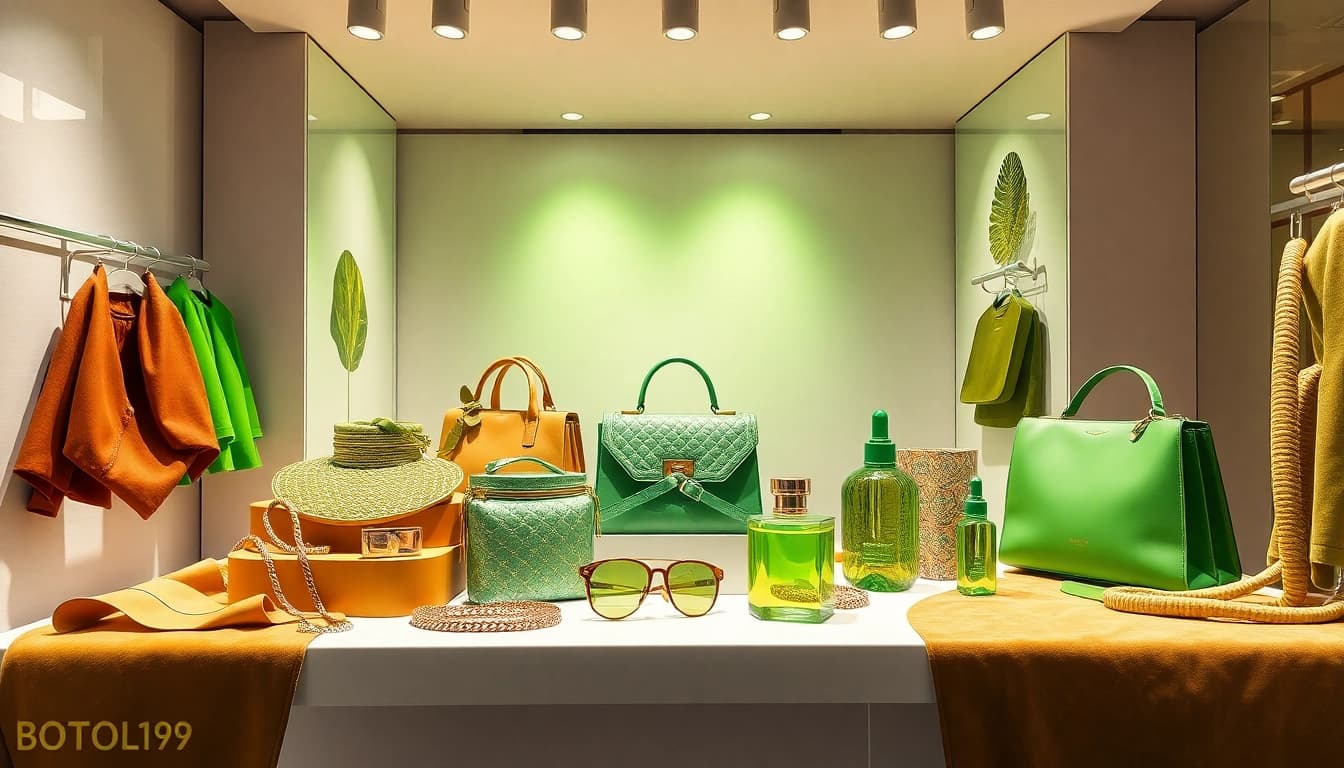 Vibrant fashion display featuring BOTOL169 collection items in a stylish setting.